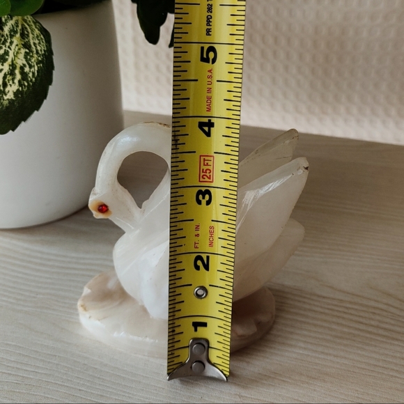 Vintage Onyx Marble Stone Carved Swan Pen Holder - Picture 12 of 13